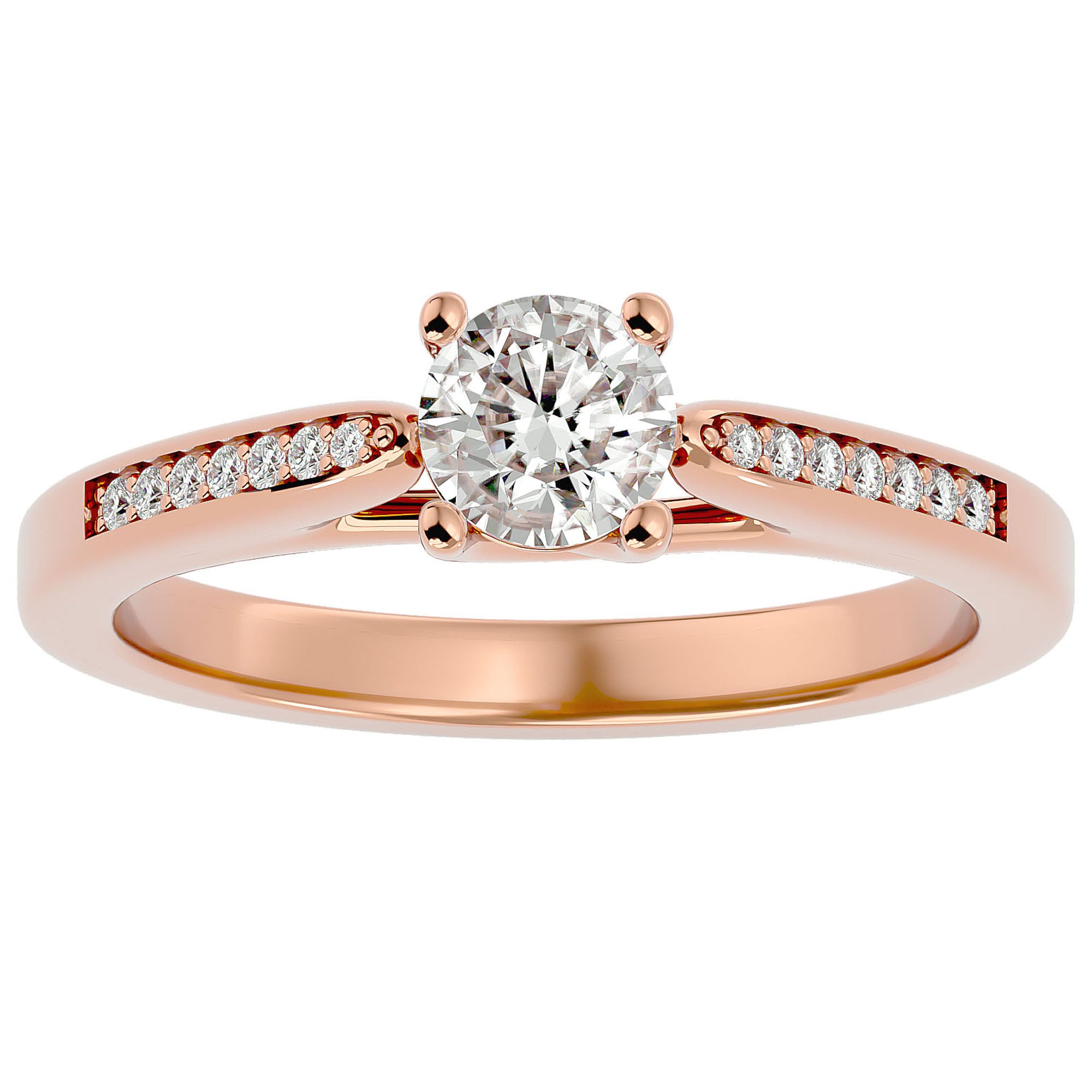 Inel De Logodnă Solitaire Pulse de Nuit cu Diamante Naturale de 0.59 ct din 18k Aur Roz - Castelo.ro