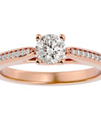 Inel De Logodnă Solitaire Pulse de Nuit cu Diamante Create în Laborator de 0.59 ct din 18k Aur Roz - Castelo.ro