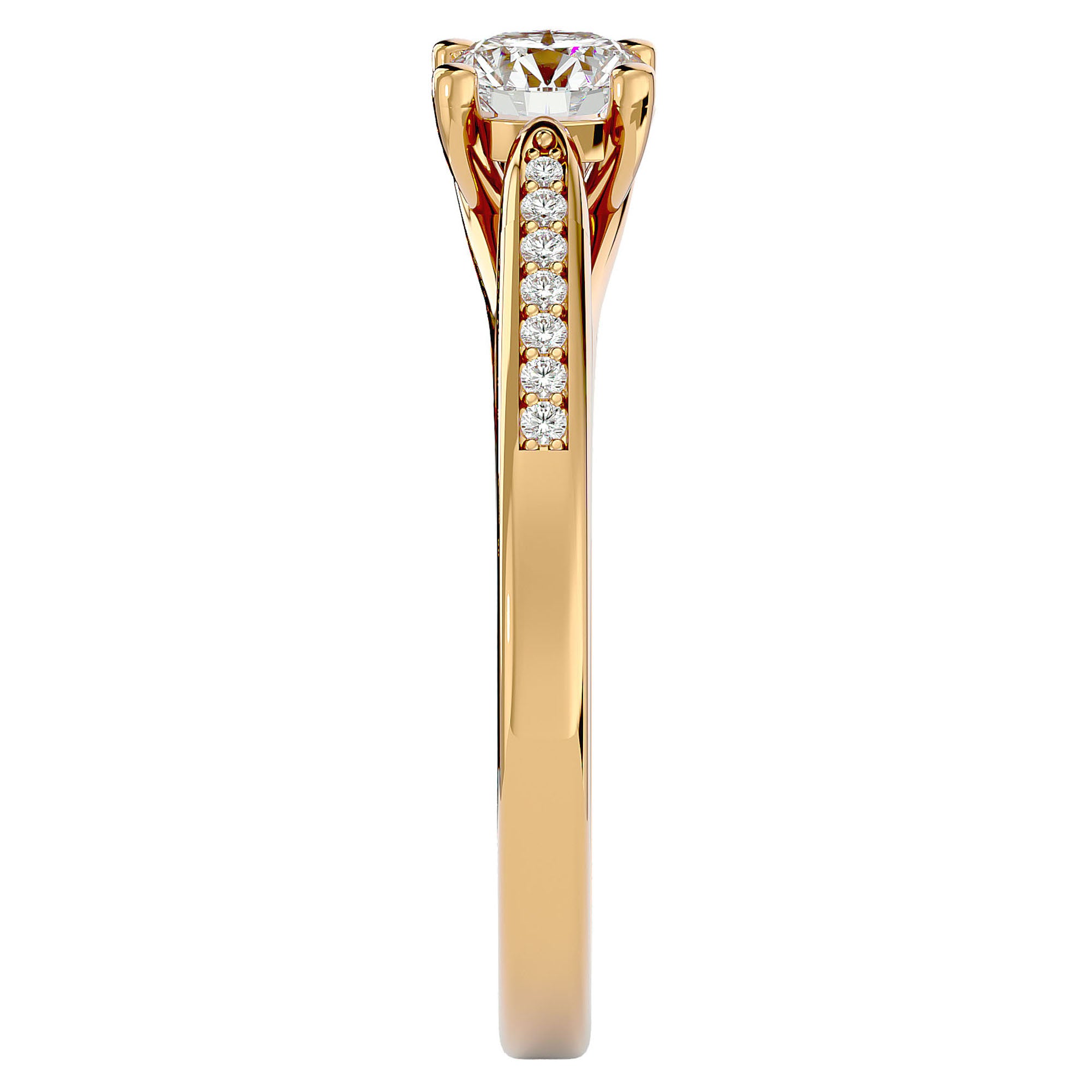 Inel De Logodnă Solitaire Pulse de Nuit cu Diamante Naturale de 0.59 ct din 18k Aur Galben - Castelo.ro