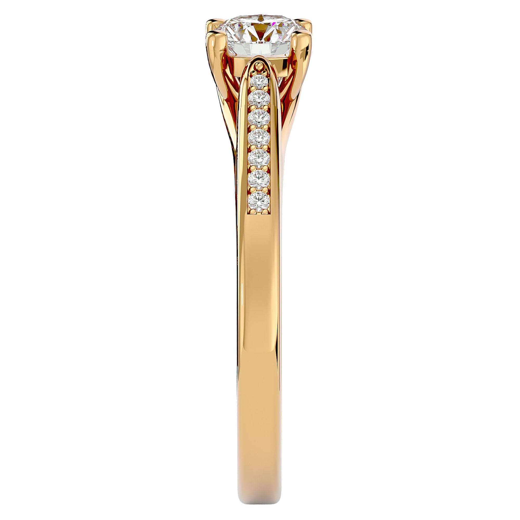 Inel De Logodnă Solitaire Pulse de Nuit cu Diamante Create în Laborator de 0.59 ct din 18k Aur Galben - Castelo.ro