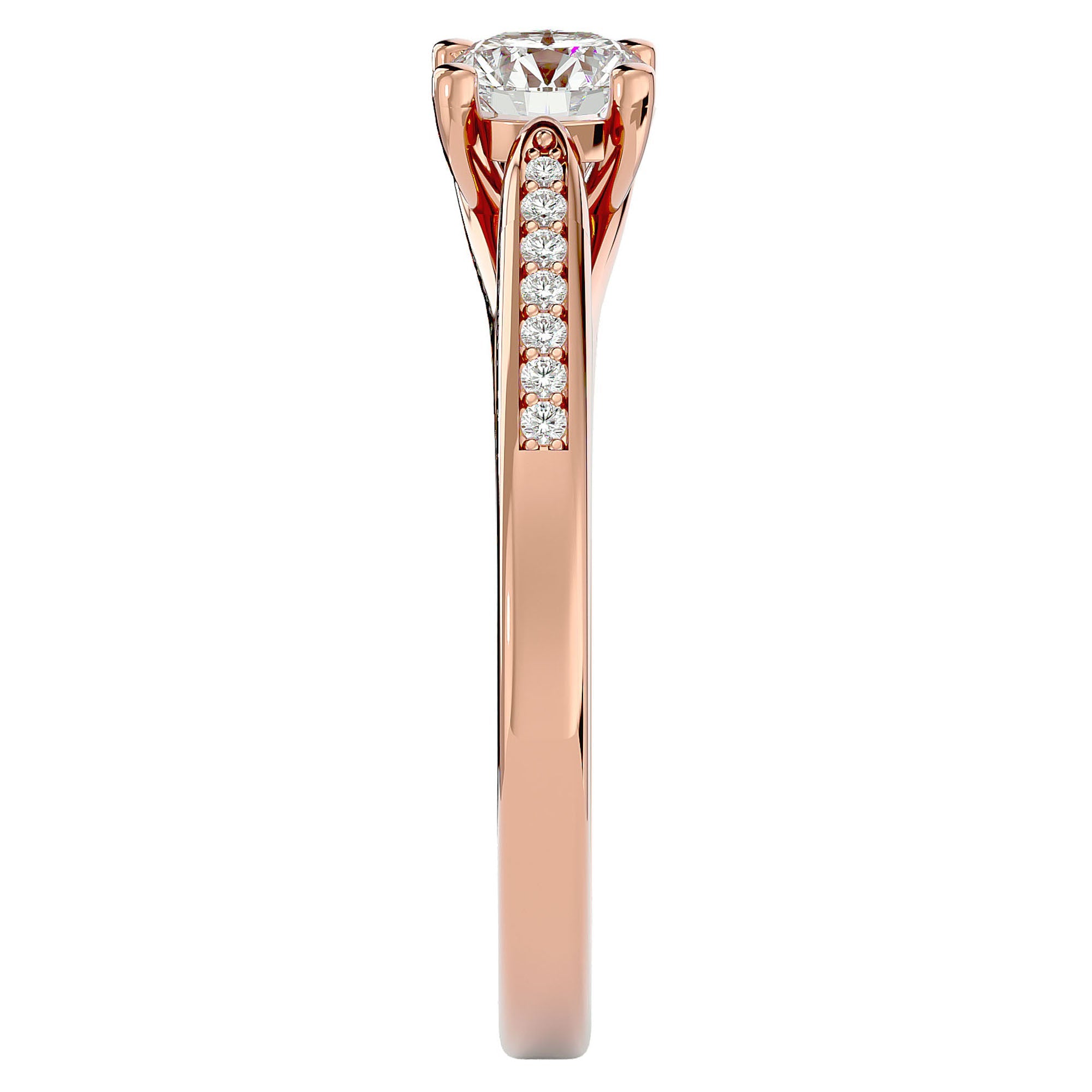 Inel De Logodnă Solitaire Pulse de Nuit cu Diamante Create în Laborator de 0.59 ct din 18k Aur Roz - Castelo.ro