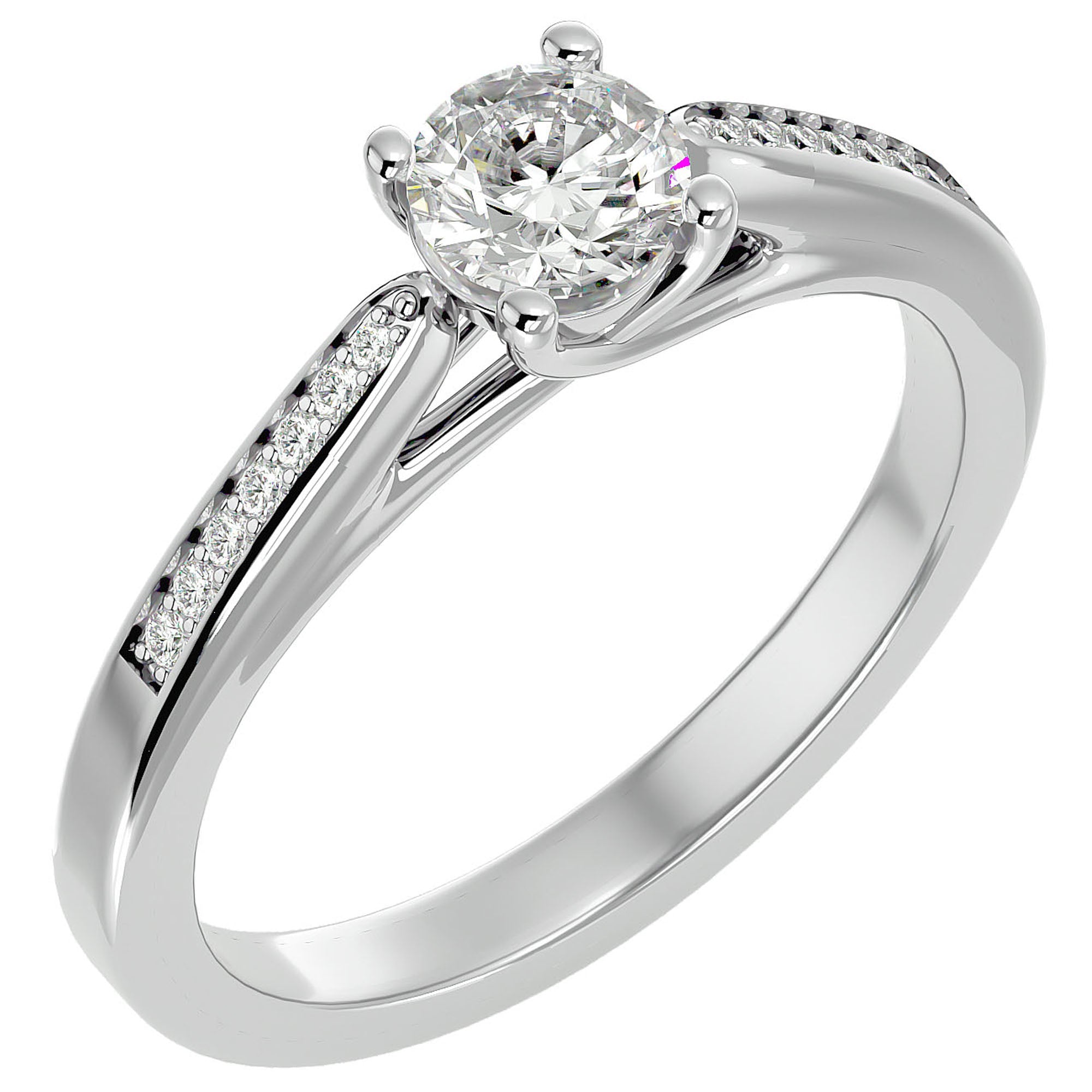 Inel De Logodnă Solitaire Pulse de Nuit din Aur 14k cu Diamante Create în Laborator de 0.59 ct din 14k Aur Alb - Castelo.ro