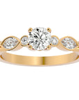 Inel De Logodnă Solitaire Retro cu Diamante Create în Laborator de 0.91 ct din 18k Aur Galben - Castelo.ro
