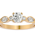 Inel De Logodnă Solitaire Retro cu Moissanite de 0.91 ct din 18k Aur Galben - Castelo.ro