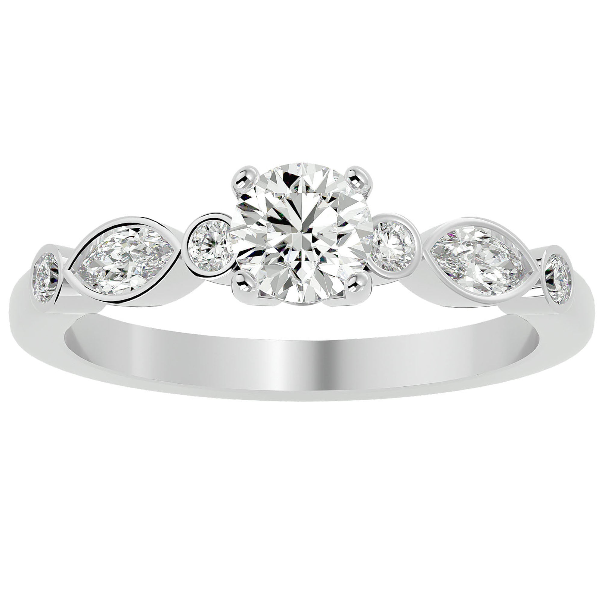 Inel De Logodnă Solitaire Retro cu Diamante Naturale de 0.91 ct din Platina - Castelo.ro