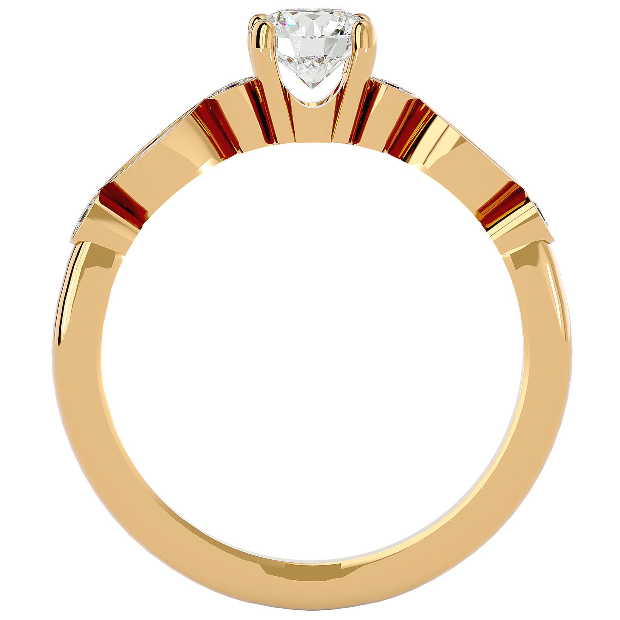 Inel De Logodnă Solitaire Retro cu Diamante Naturale de 0.91 ct din 18k Aur Galben - Castelo.ro