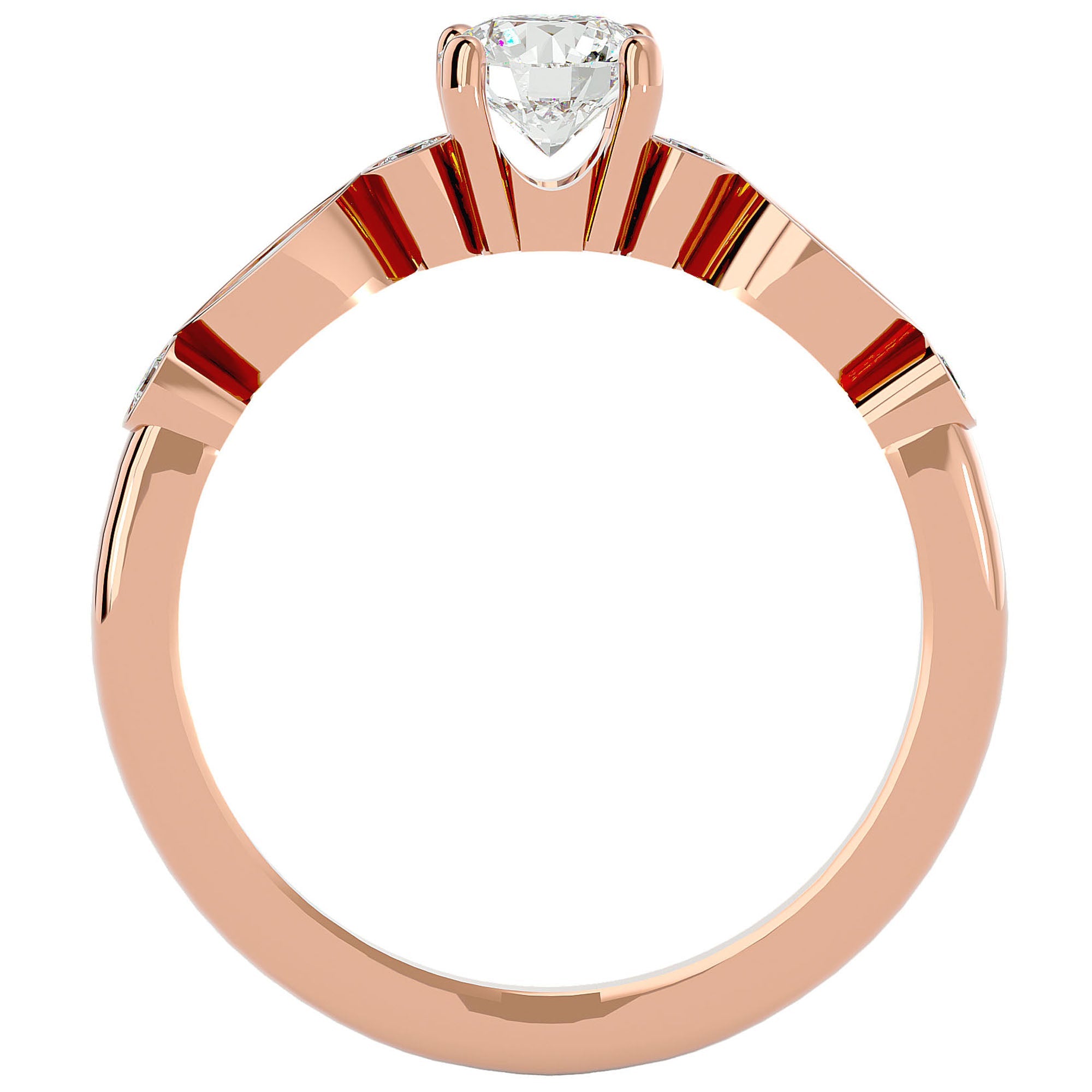 Inel De Logodnă Solitaire Retro cu Diamante Naturale de 0.91 ct din 18k Aur Roz - Castelo.ro