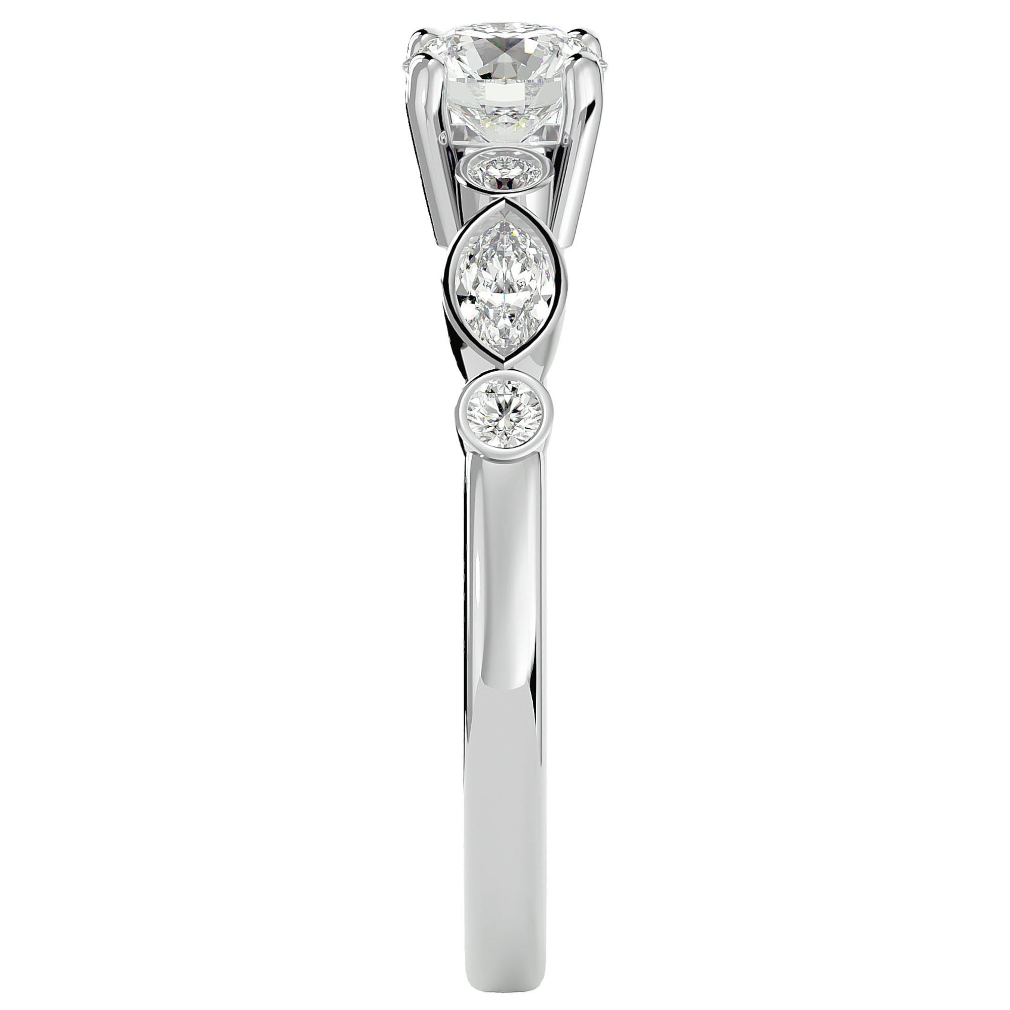 Inel De Logodnă Solitaire Retro cu Diamante Naturale de 0.91 ct din Platina - Castelo.ro