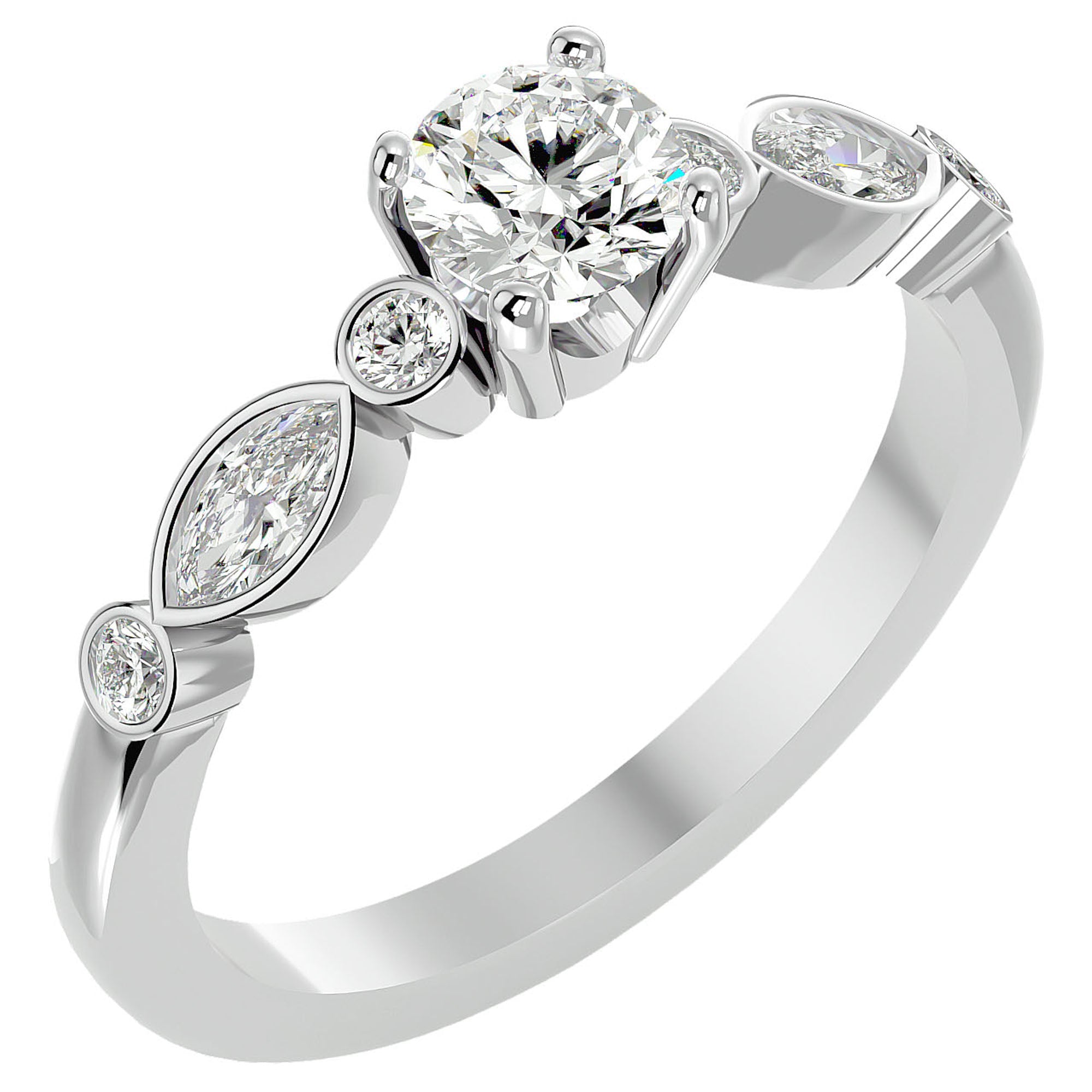 Inel De Logodnă Solitaire Retro cu Diamante Naturale de 0.91 ct din Platina - Castelo.ro