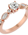 Inel De Logodnă Solitaire Retro cu Diamante Create în Laborator de 0.91 ct din 18k Aur Roz - Castelo.ro