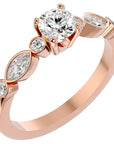 Inel De Logodnă Solitaire Retro din Aur 14k cu Diamante Create în Laborator de 0.91 ct din 14k Aur Roz - Castelo.ro