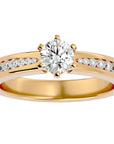 Inel De Logodnă Solitaire Pluie d'Or cu Moissanite de 1.06 ct din 18k Aur Galben - Castelo.ro