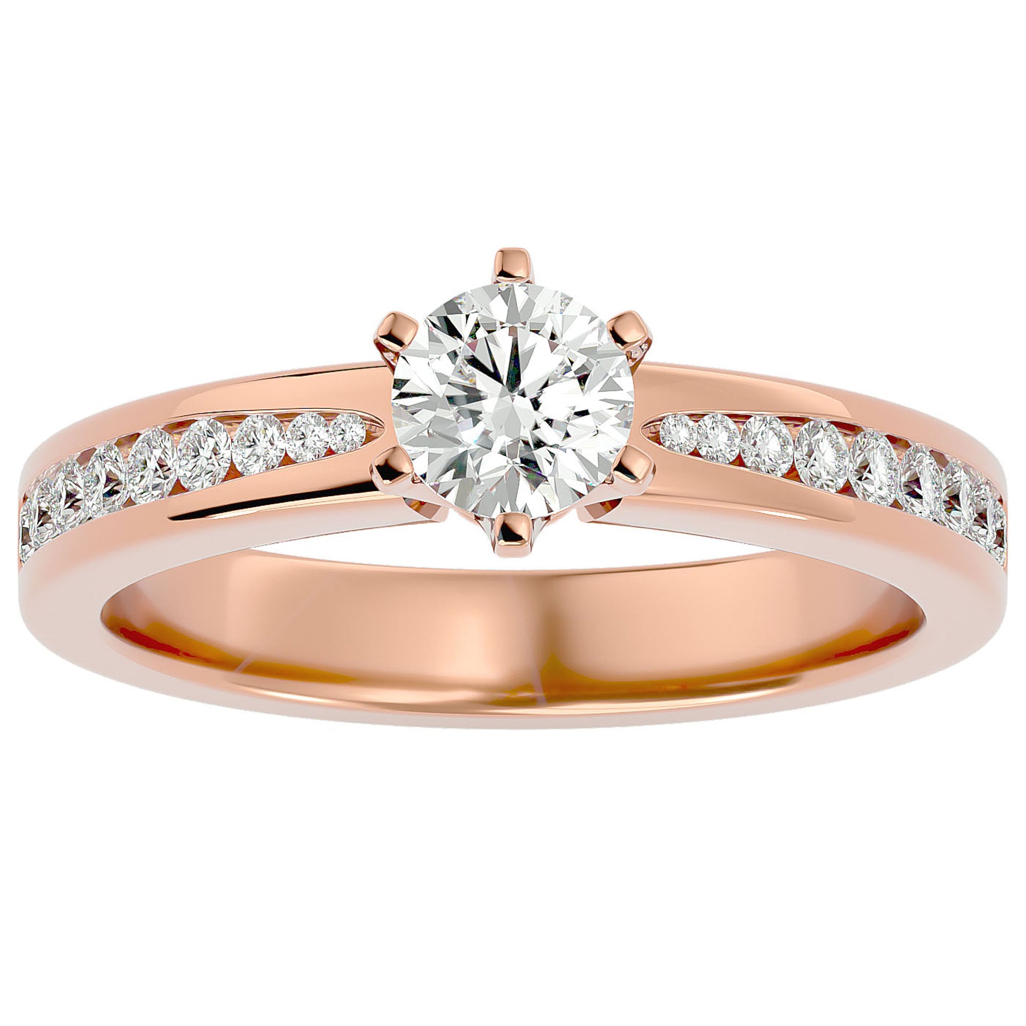 Inel De Logodnă Solitaire Pluie d'Or din Aur 14k cu Diamante Naturale de 1.06 ct din 14k Aur Roz - Castelo.ro