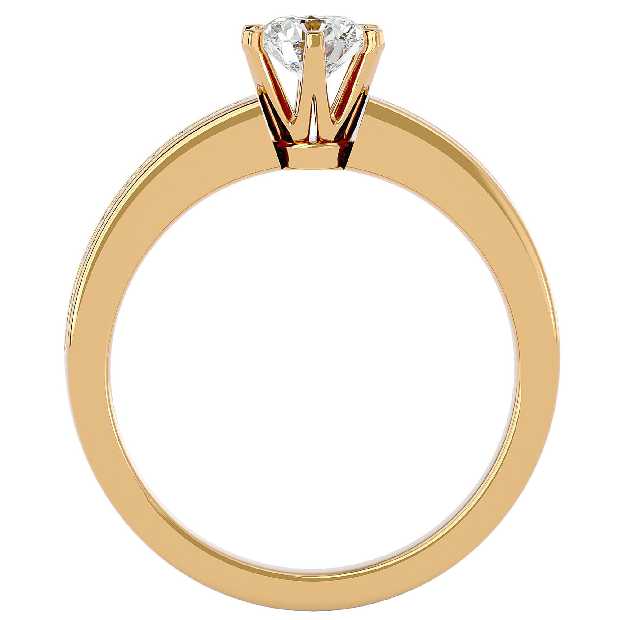Inel De Logodnă Solitaire Pluie d'Or din Aur 14k cu Diamante Create în Laborator de 1.06 ct din 14k Aur Galben - Castelo.ro