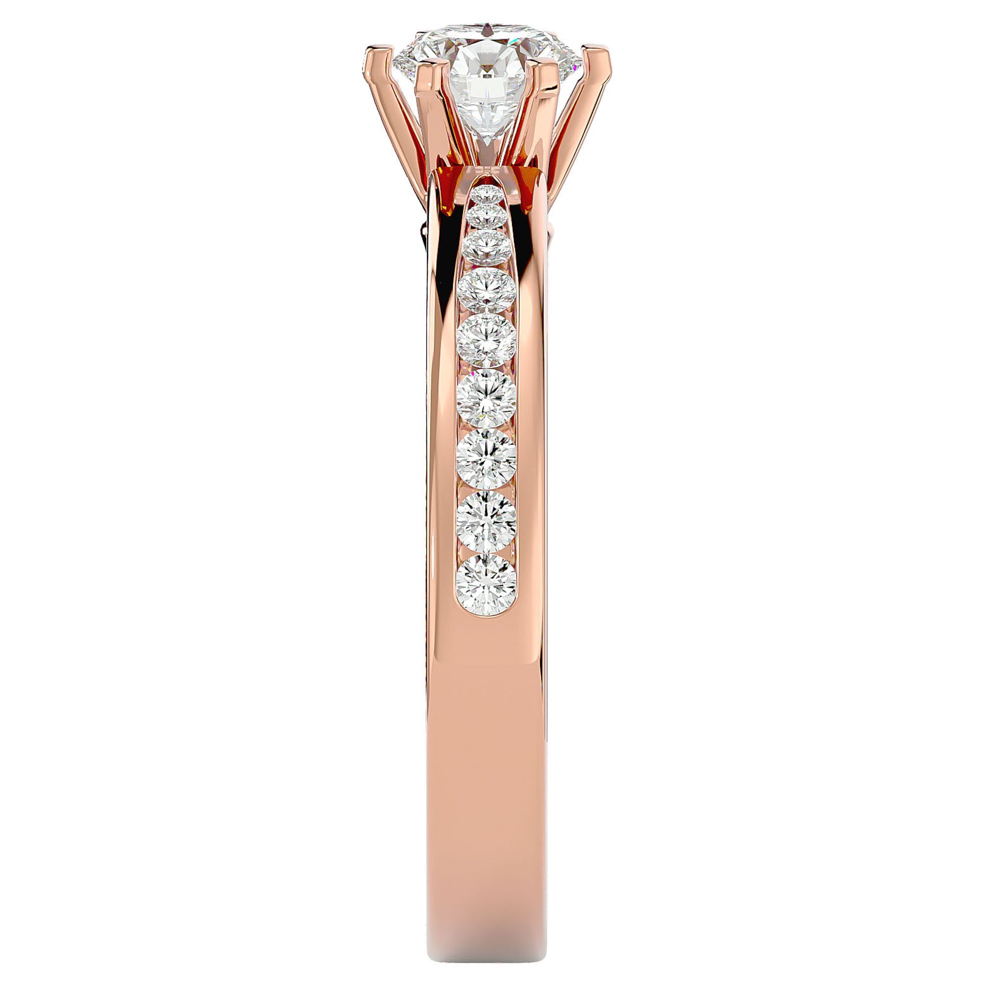 Inel De Logodnă Solitaire Pluie d'Or din Aur 14k cu Diamante Create în Laborator de 1.06 ct din 14k Aur Roz - Castelo.ro
