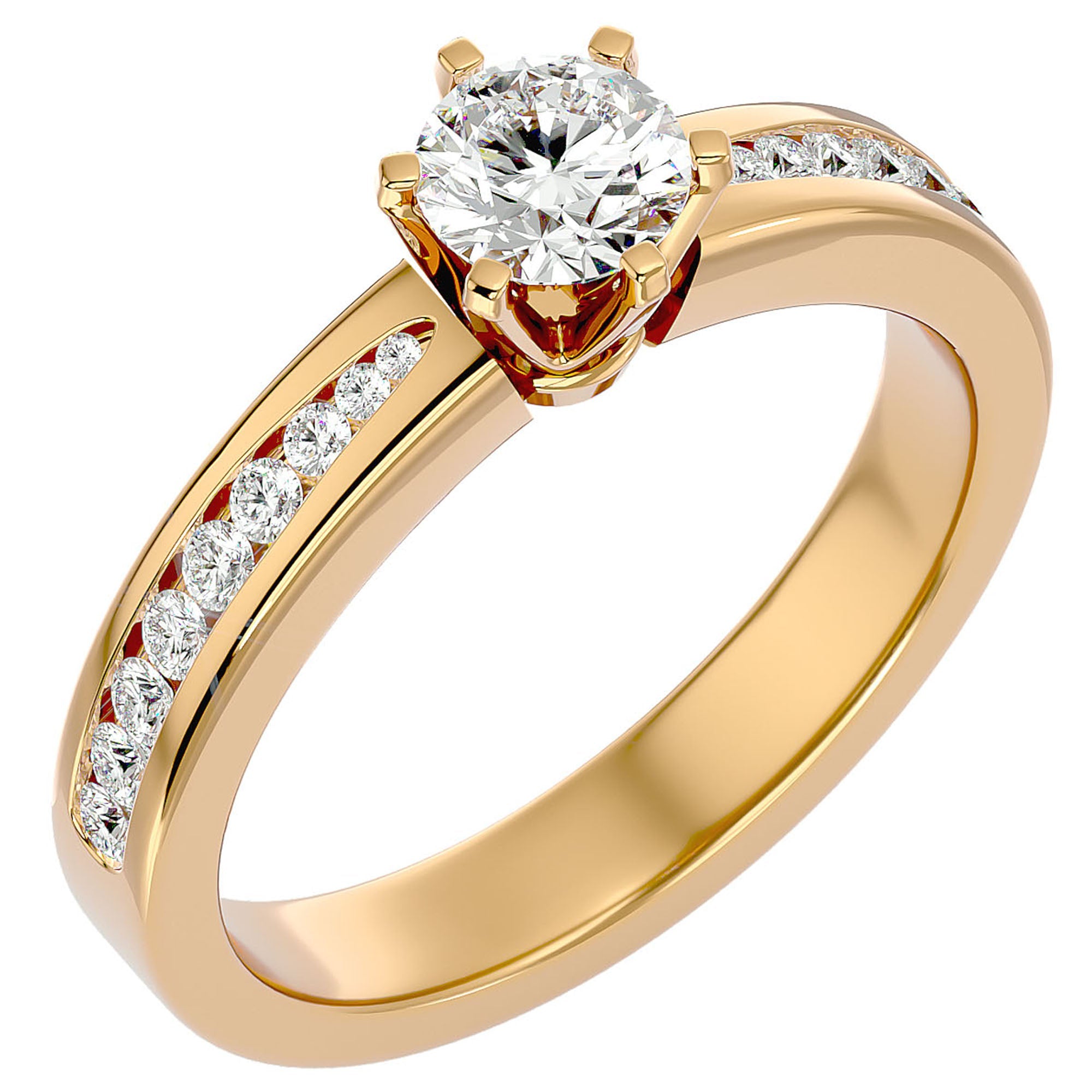 Inel De Logodnă Solitaire Pluie d'Or din Aur 14k cu Diamante Naturale de 1.06 ct din 14k Aur Galben - Castelo.ro