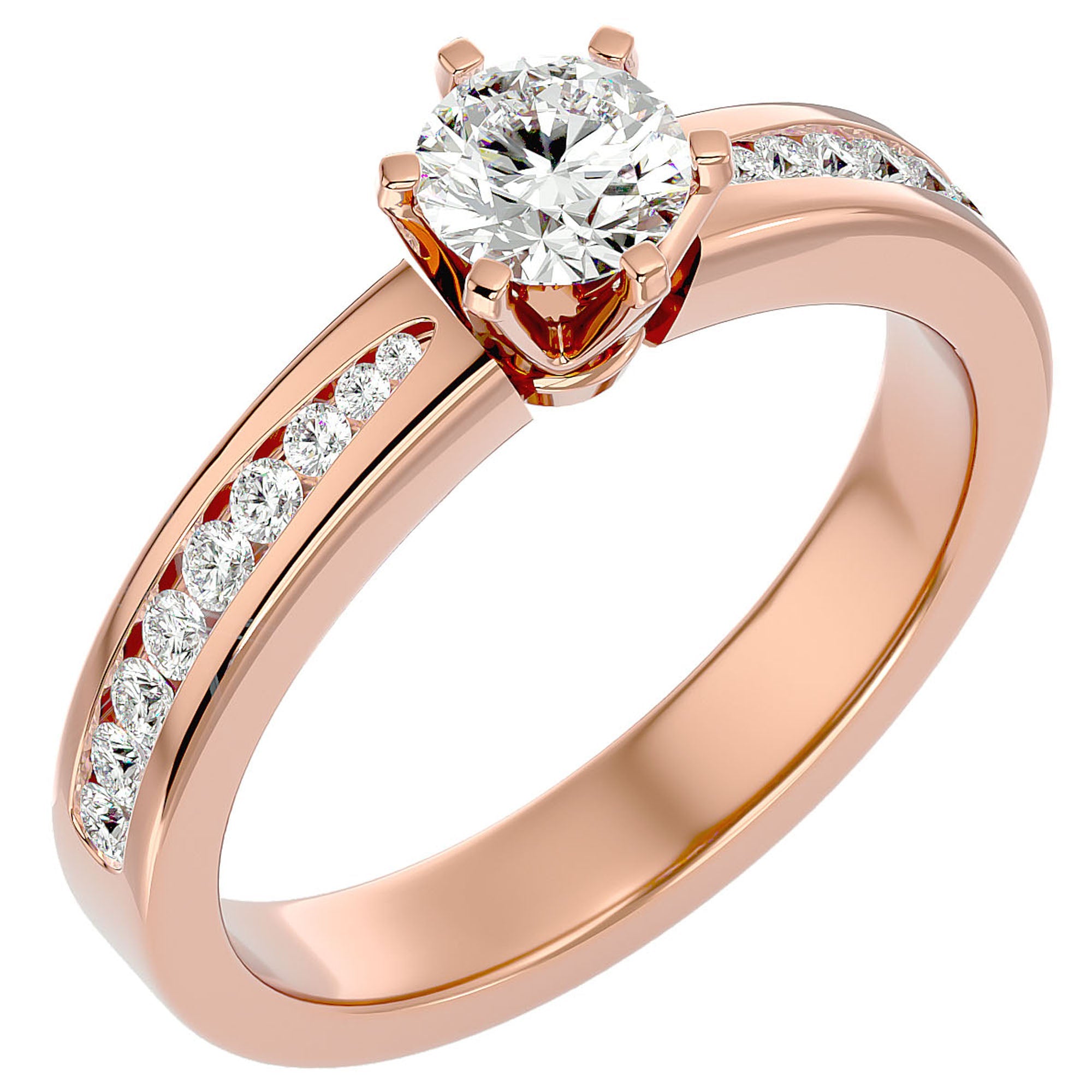 Inel De Logodnă Solitaire Pluie d'Or din Aur 14k cu Diamante Naturale de 1.06 ct din 14k Aur Roz - Castelo.ro