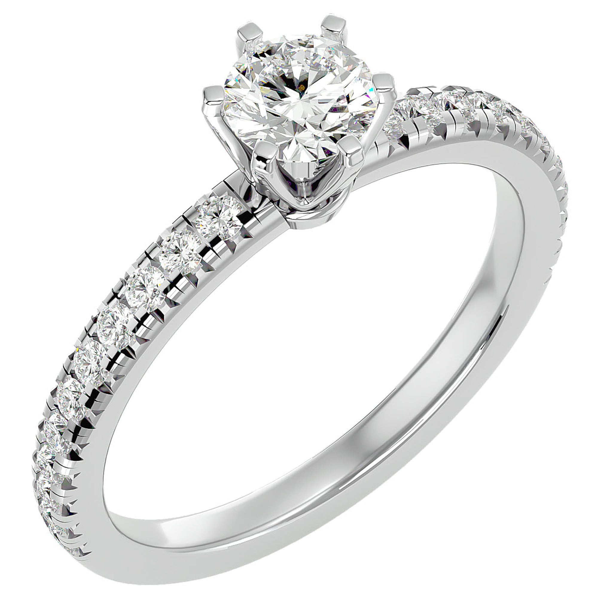 Inel De Logodnă Solitaire Légende de Mer din Aur 14k cu Diamante Create în Laborator de 1.03 ct. din 14k Aur Alb - Castelo.ro