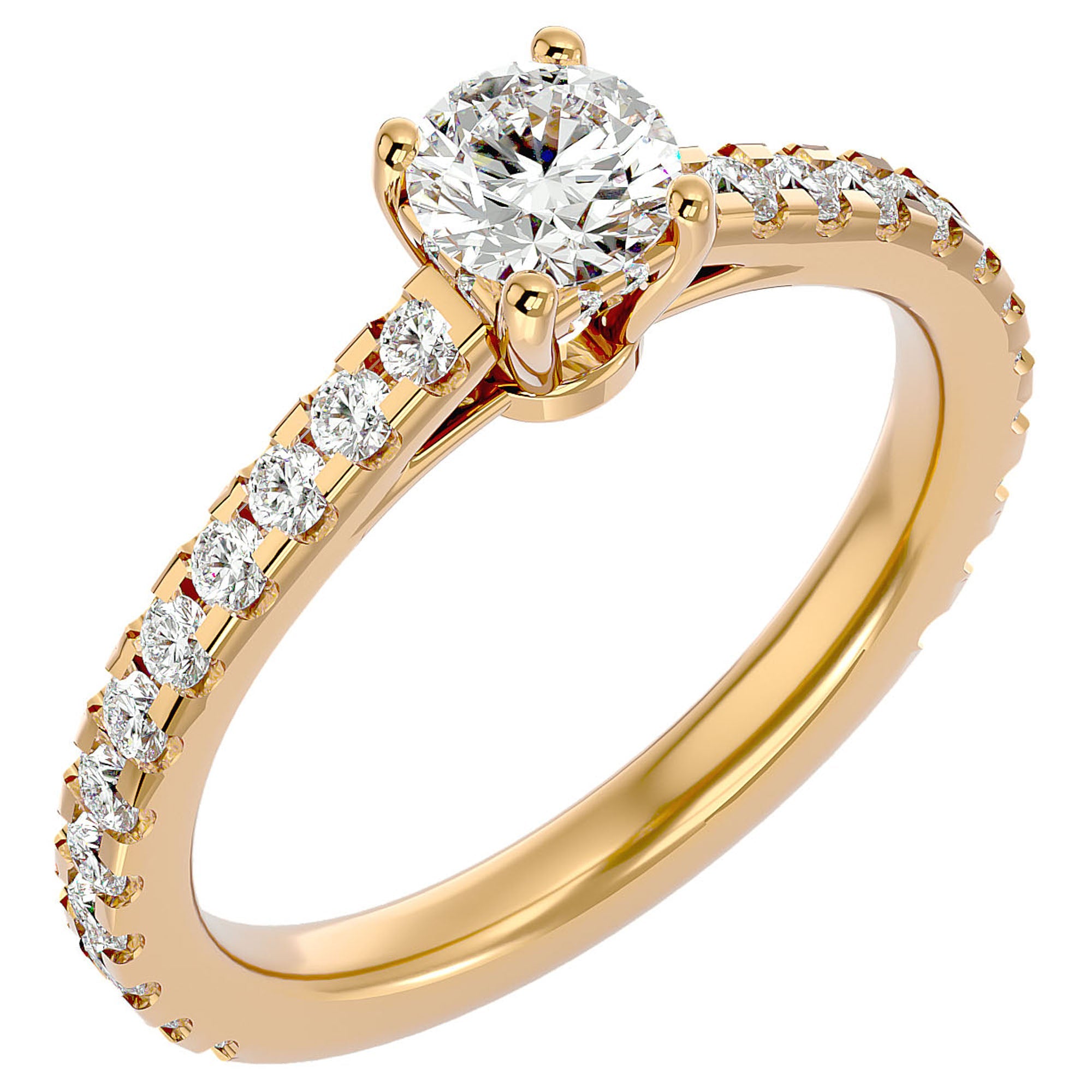 Inel De Logodnă Solitaire Fleur de Nuit din Aur 14k cu Diamante Naturale de 1.20 ct din 14k Aur Galben - Castelo.ro