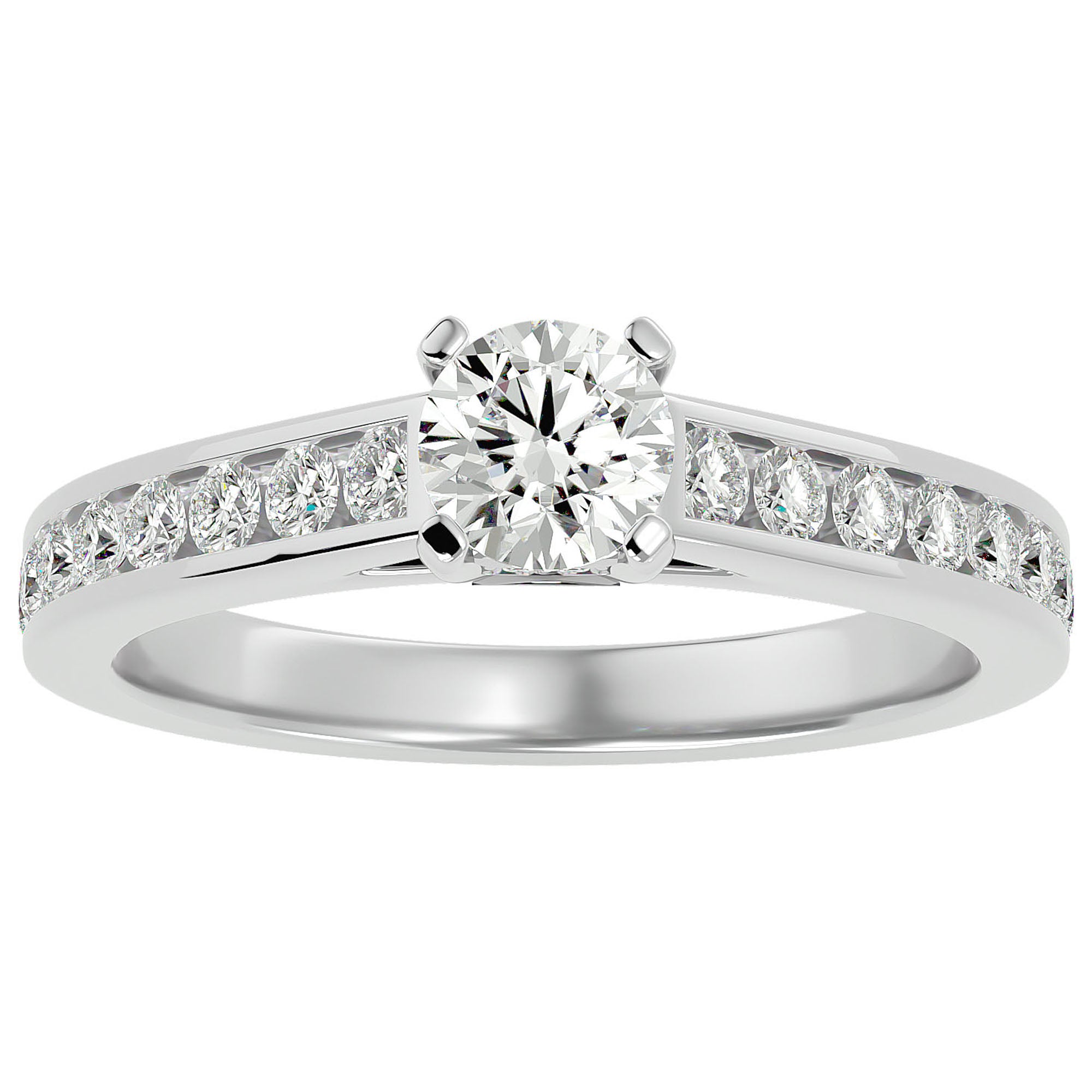 Inel De Logodnă Solitaire Éclat Divin din Aur 14k cu Moissanite de 1.09 ct din 14k Aur Alb - Castelo.ro