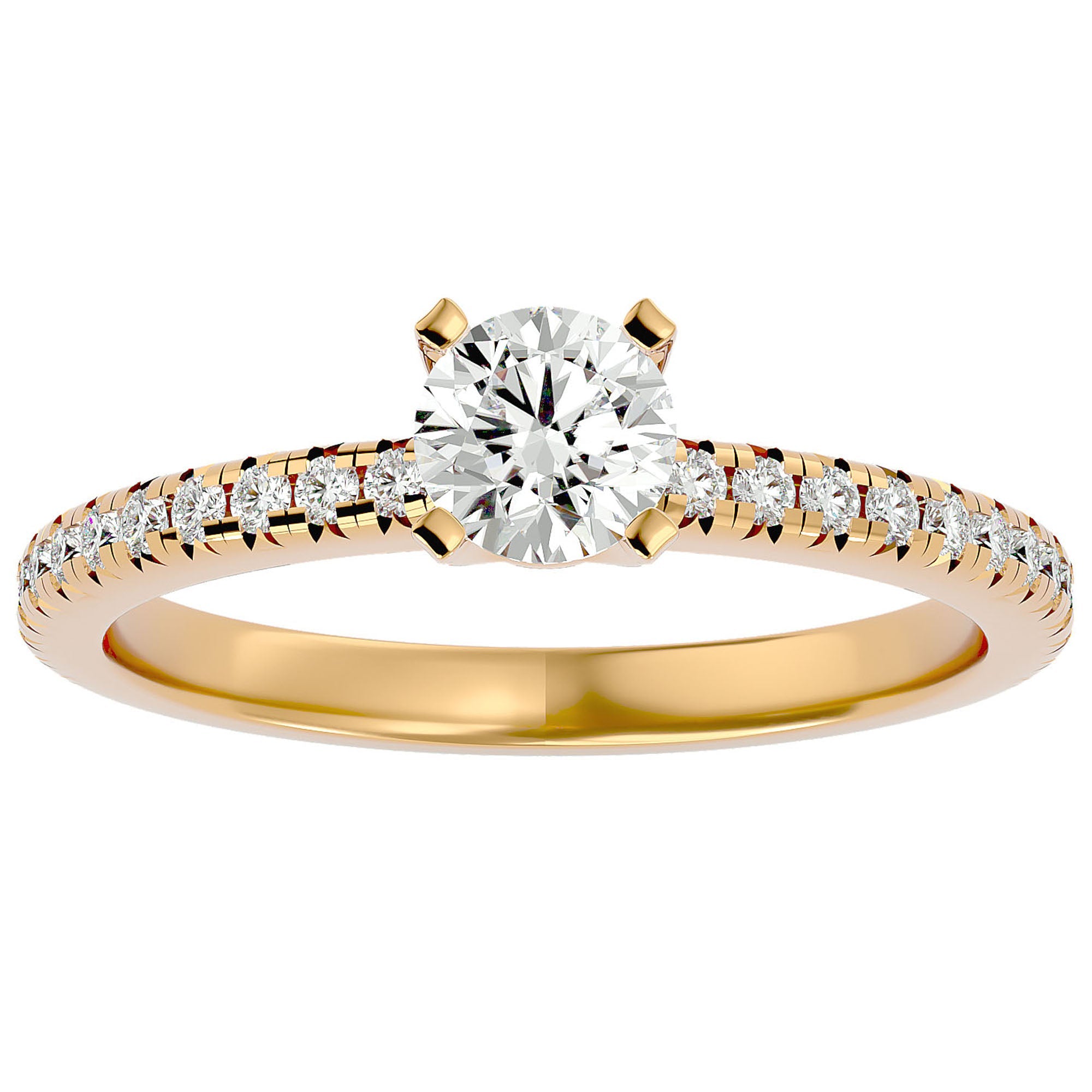 Inel De Logodnă Solitaire Enchantée din Aur 14k cu Moissanite de 0.91 ct din 14k Aur Galben - Castelo.ro