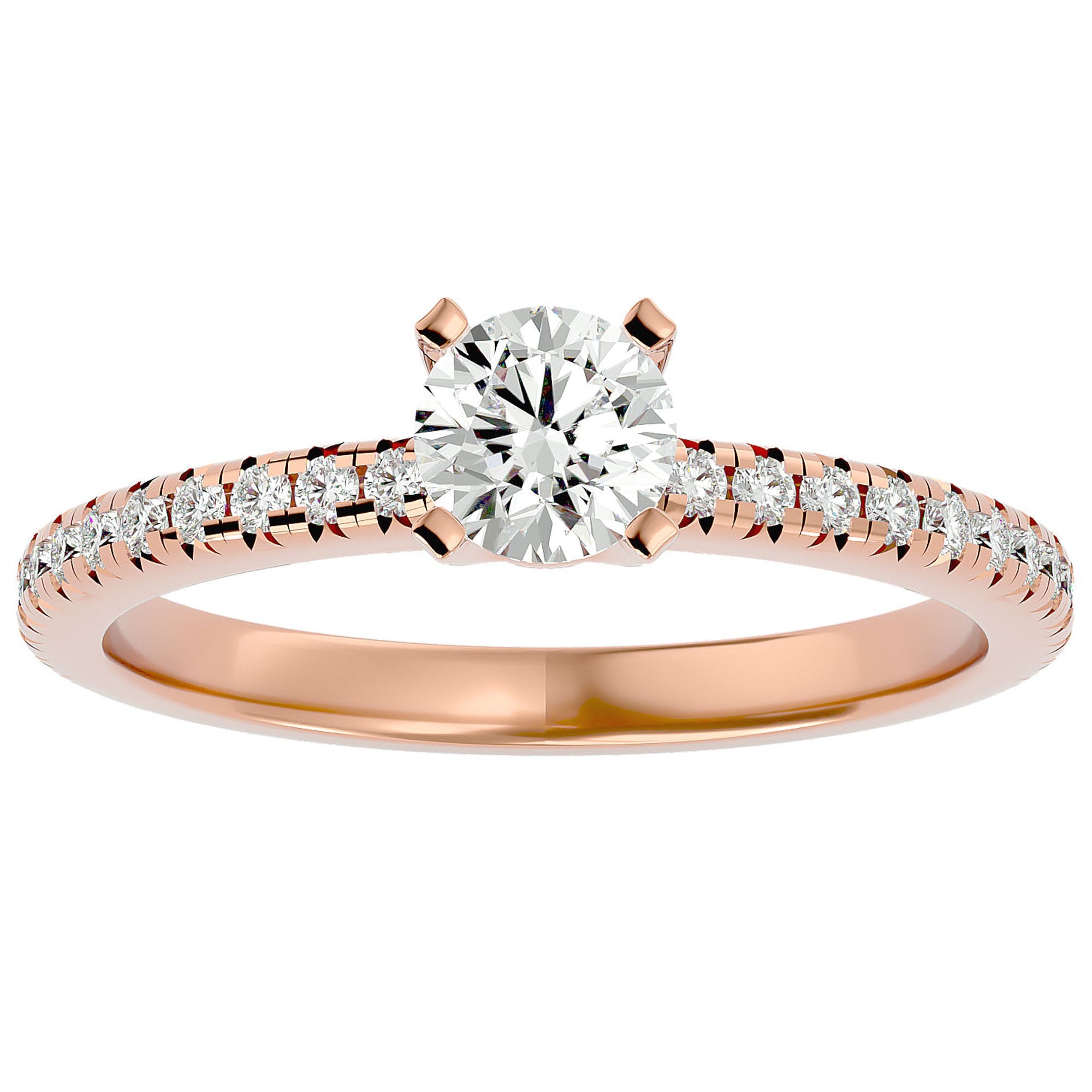 Inel De Logodnă Solitaire Enchantée din Aur 14k cu Moissanite de 0.91 ct din 14k Aur Roz - Castelo.ro
