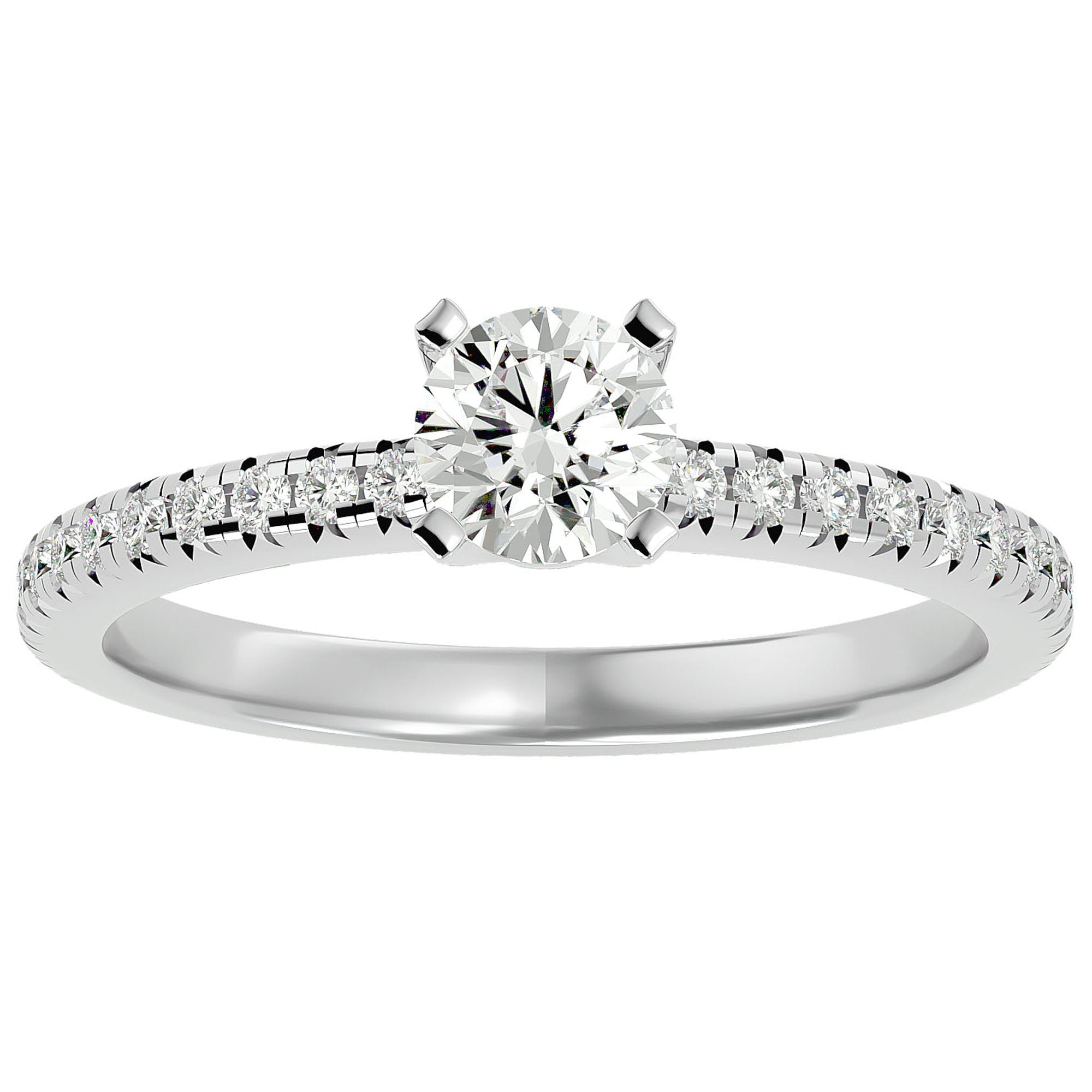 Inel De Logodnă Solitaire Enchantée din Aur 14k cu Moissanite de 0.91 ct din 14k Aur Alb - Castelo.ro