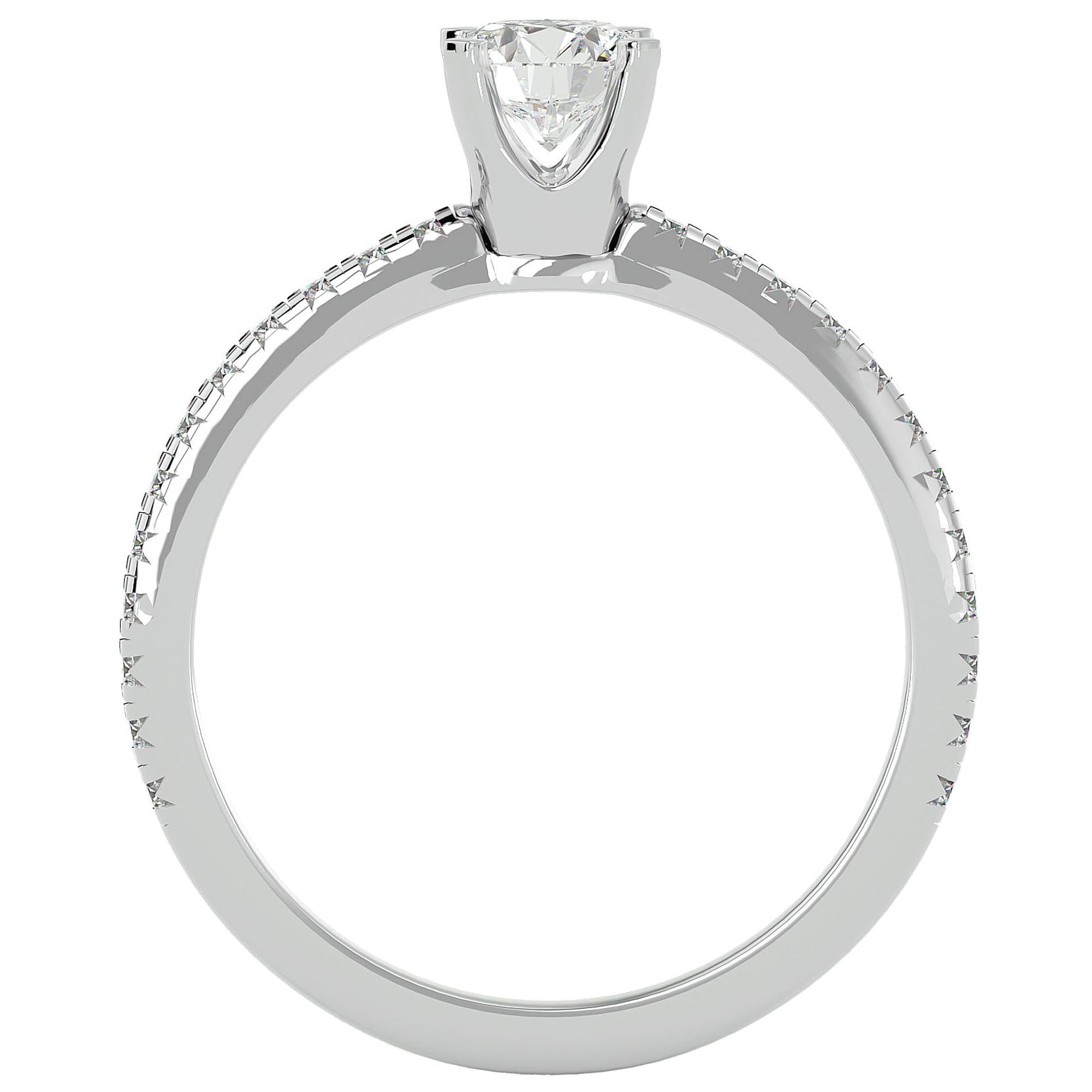 Inel De Logodnă Solitaire Enchantée din Aur 14k cu Moissanite de 0.91 ct din 14k Aur Alb - Castelo.ro