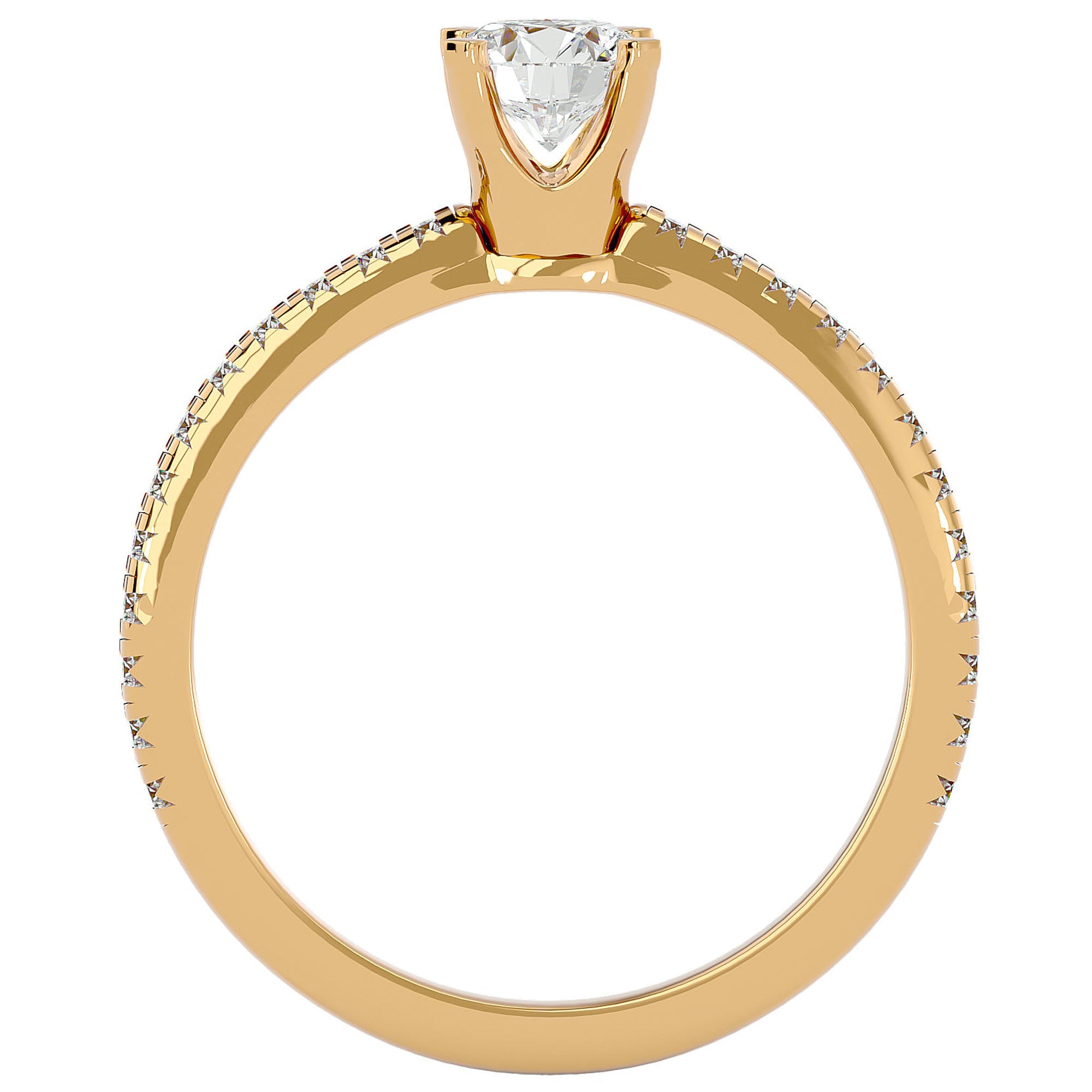 Inel De Logodnă Solitaire Enchantée din Aur 14k cu Moissanite de 0.91 ct din 14k Aur Galben - Castelo.ro