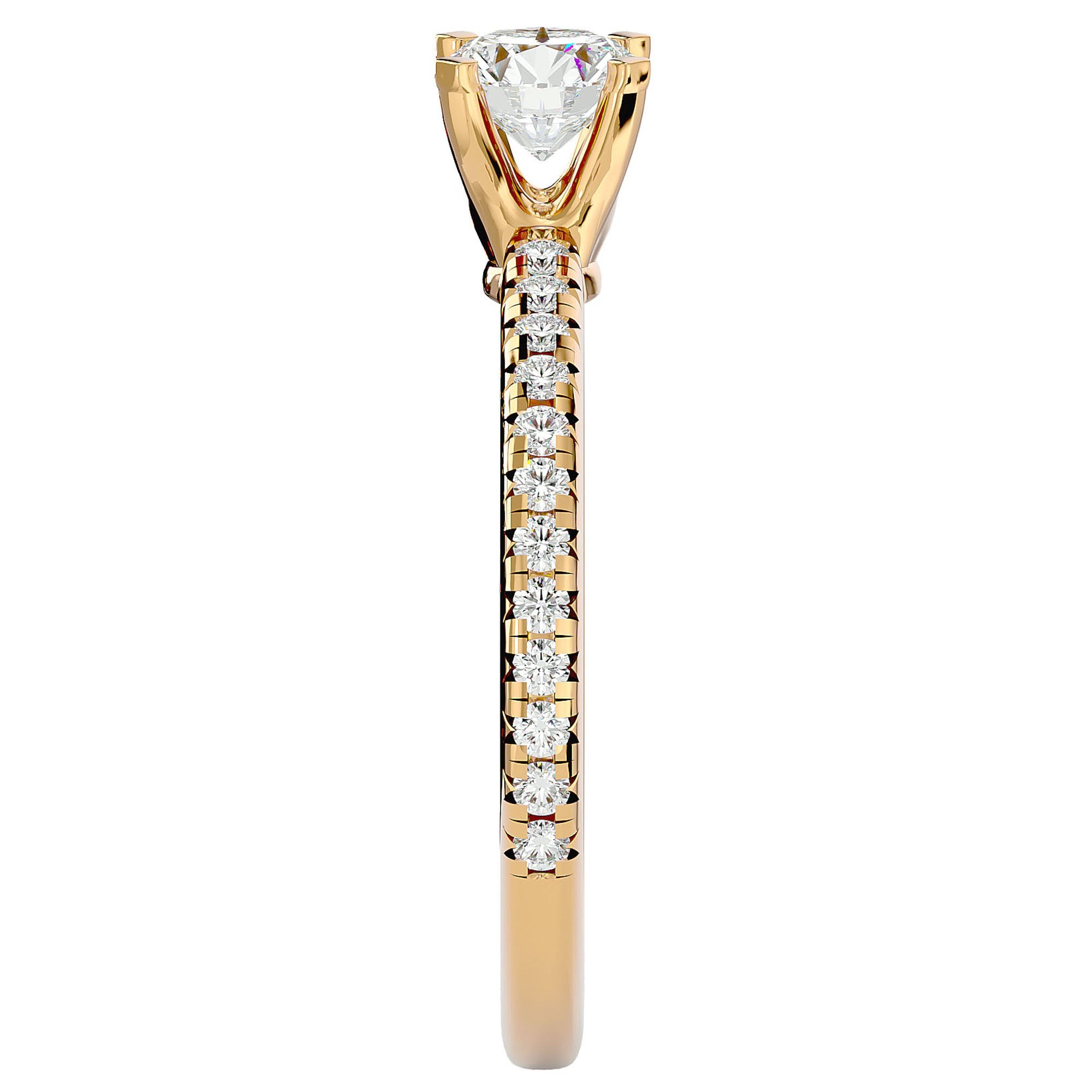 Inel De Logodnă Solitaire Enchantée din Aur 14k cu Moissanite de 0.91 ct din 14k Aur Galben - Castelo.ro