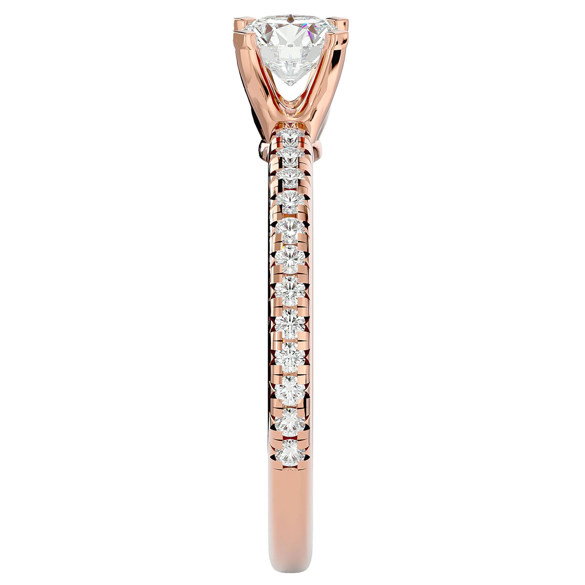 Inel De Logodnă Solitaire Enchantée din Aur 14k cu Diamante Naturale de 0.91 ct din 14k Aur Roz - Castelo.ro