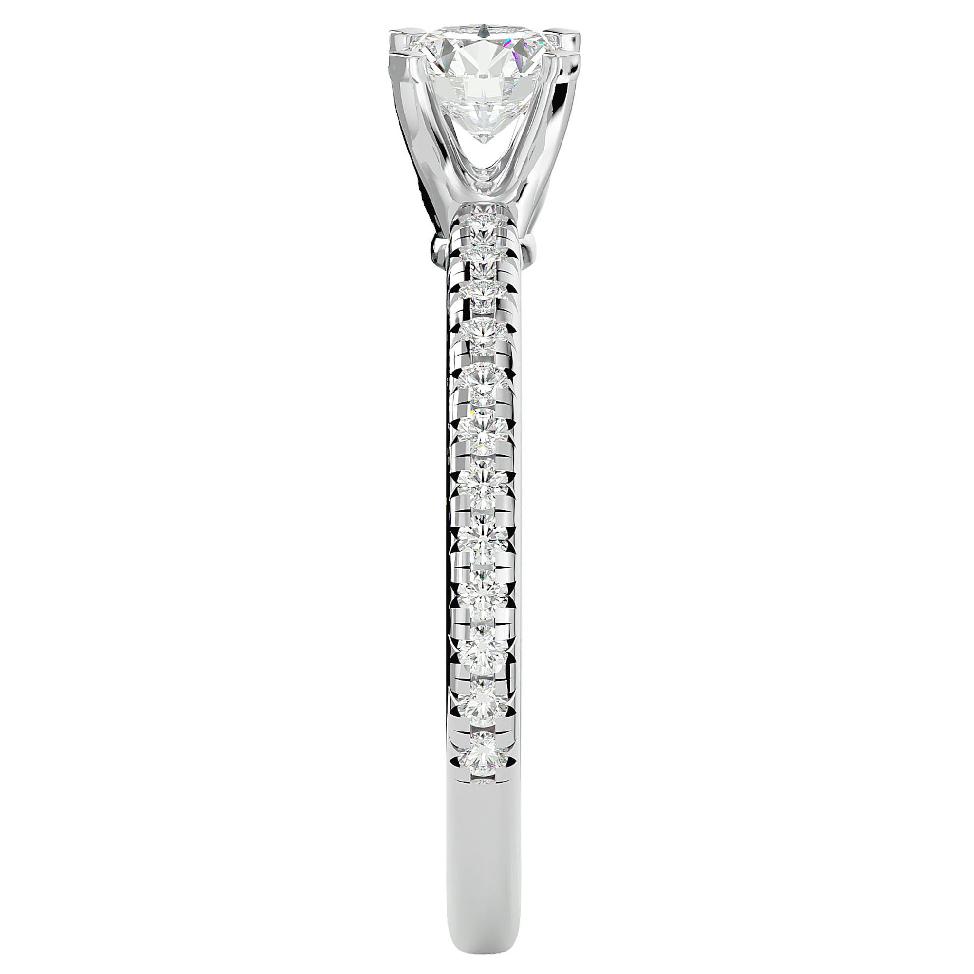 Inel De Logodnă Solitaire Enchantée din Aur 14k cu Moissanite de 0.91 ct din 14k Aur Alb - Castelo.ro