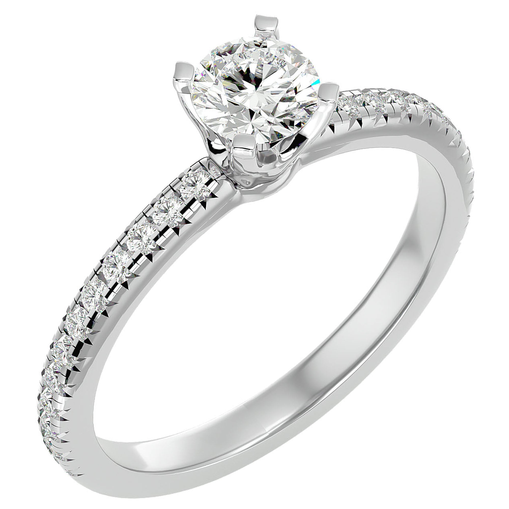 Inel De Logodnă Solitaire Enchantée din Aur 14k cu Diamante Create în Laborator de 0.91 ct din 14k Aur Alb - Castelo.ro