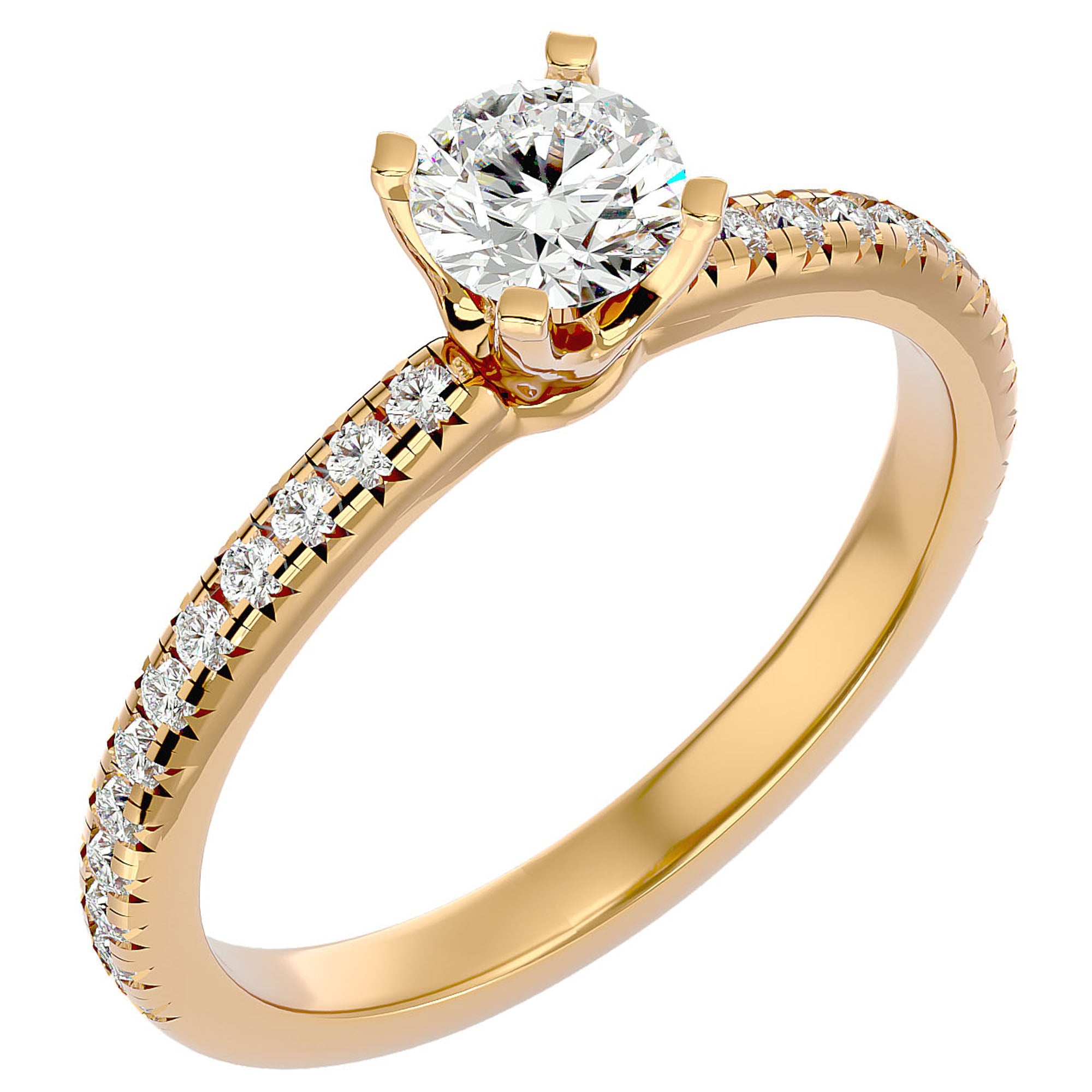 Inel De Logodnă Solitaire Enchantée din Aur 14k cu Moissanite de 0.91 ct din 14k Aur Galben - Castelo.ro