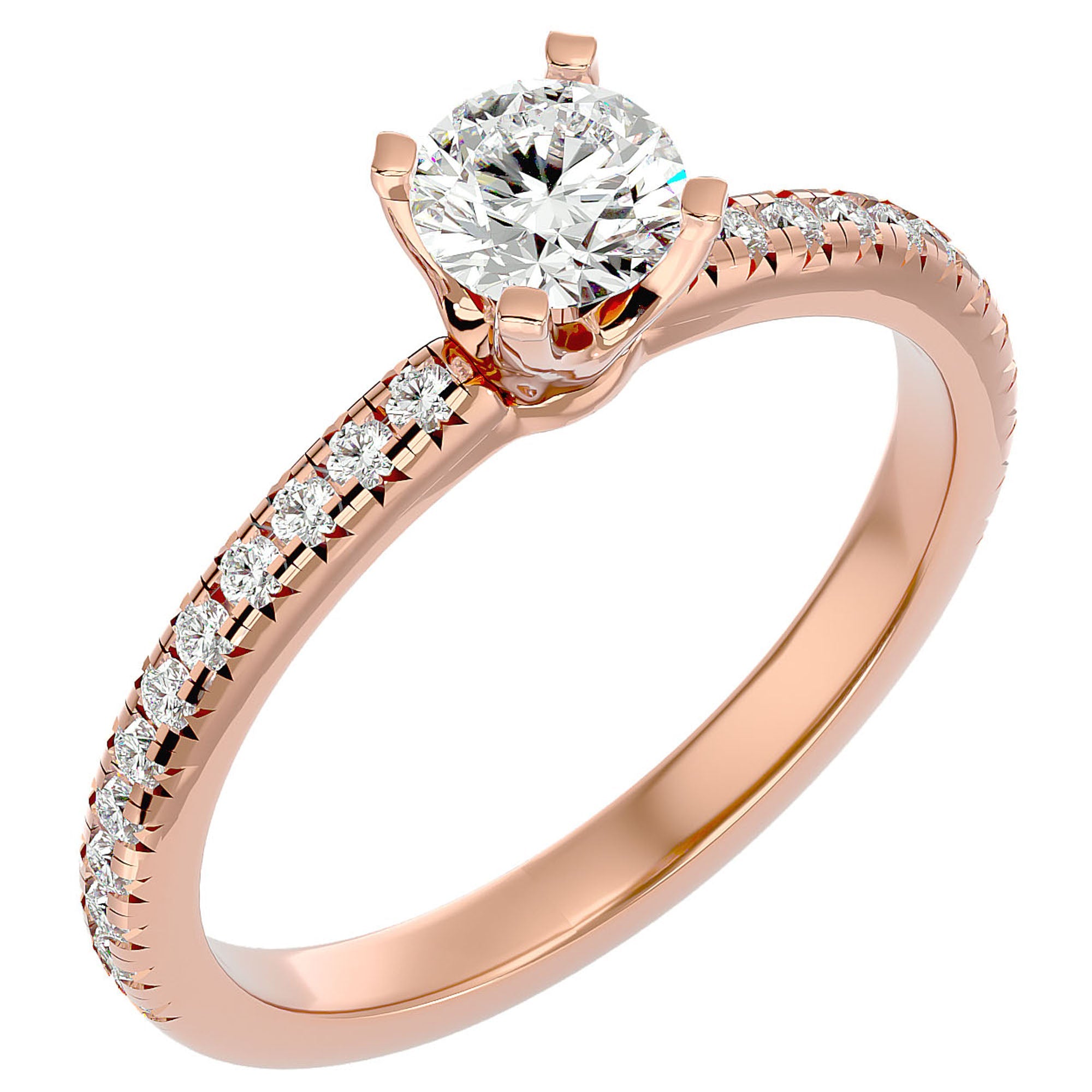 Inel De Logodnă Solitaire Enchantée din Aur 14k cu Moissanite de 0.91 ct din 14k Aur Roz - Castelo.ro