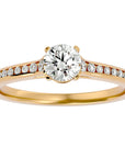 Inel De Logodnă Timeless Solitaire Pavé din Aur 14k cu Diamante Create în Laborator de 0.74 ct din 14k Aur Galben - Castelo.ro