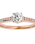 Inel De Logodnă Timeless Solitaire Pavé din Aur 14k cu Diamante Create în Laborator de 0.74 ct din 14k Aur Roz - Castelo.ro