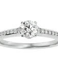 Inel De Logodnă Timeless Solitaire Pavé cu Diamante Create în Laborator de 0.74 ct din Platina - Castelo.ro