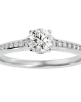 Inel De Logodnă Timeless Solitaire Pavé din Aur 14k cu Moissanite de 0.74 ct din 14k Aur Alb - Castelo.ro