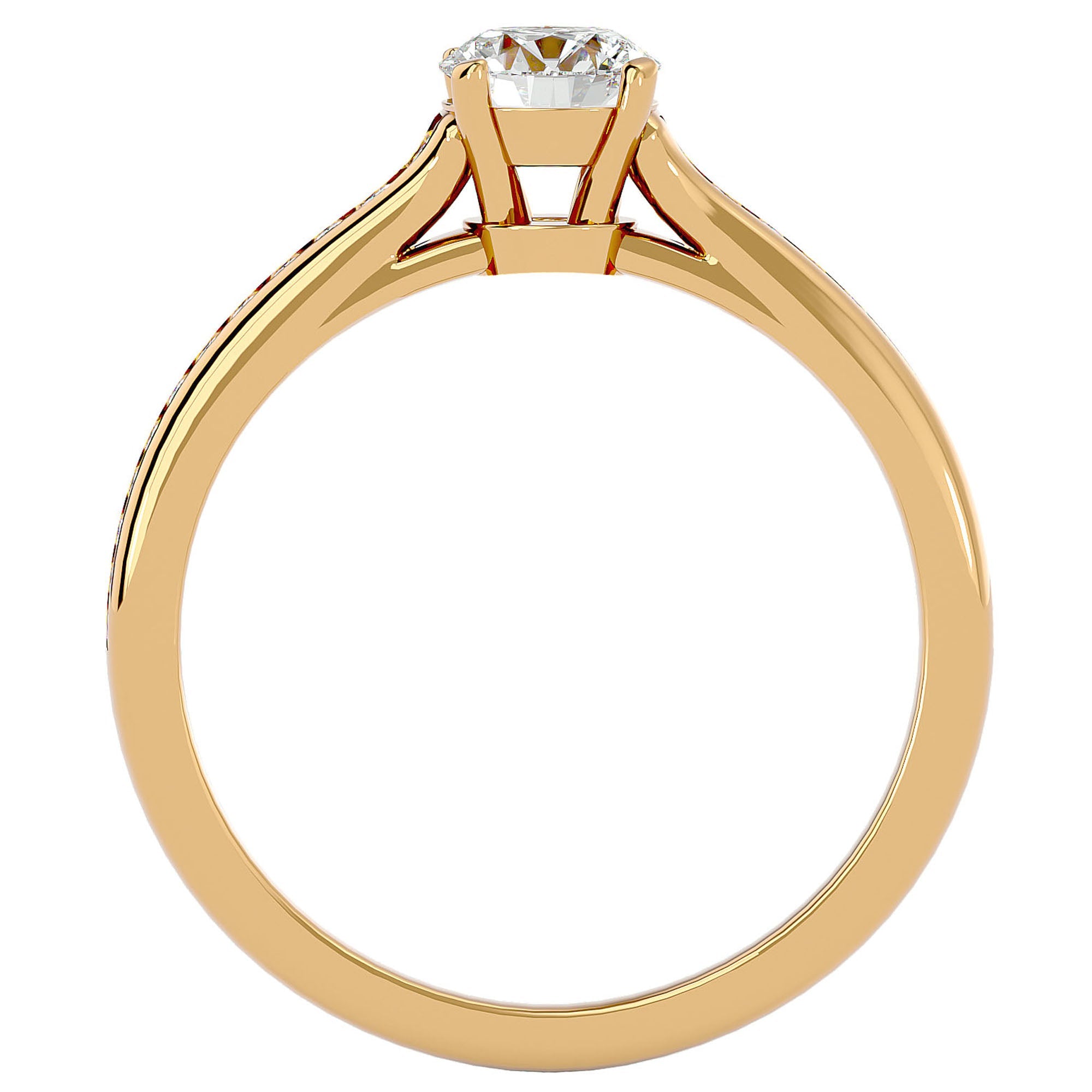 Inel De Logodnă Timeless Solitaire Pavé din Aur 14k cu Moissanite de 0.74 ct din 14k Aur Galben - Castelo.ro