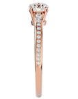 Inel De Logodnă Timeless Solitaire Pavé din Aur 14k cu Moissanite de 0.74 ct din 14k Aur Roz - Castelo.ro