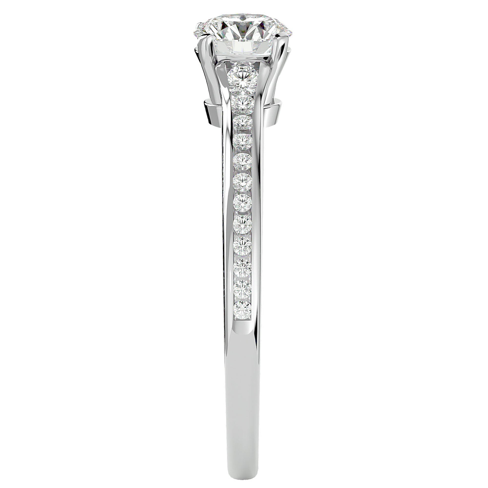 Inel De Logodnă Timeless Solitaire Pavé din Aur 14k cu Moissanite de 0.74 ct din 14k Aur Alb - Castelo.ro