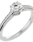 Inel De Logodnă Timeless Solitaire Pavé din Aur 14k cu Moissanite de 0.74 ct din 14k Aur Alb - Castelo.ro