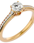 Inel De Logodnă Timeless Solitaire Pavé din Aur 14k cu Moissanite de 0.74 ct din 14k Aur Galben - Castelo.ro