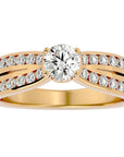 Inel De Logodnă Montură Duo Solitaire Pavé cu Diamante Create în Laborator de 1.10 ct din 18k Aur Galben - Castelo.ro