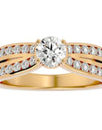 Inel De Logodnă Montură Duo Solitaire Pavé din Aur 14k cu Moissanite de 1.10 ct din 14k Aur Galben - Castelo.ro