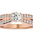 Inel De Logodnă Montură Duo Solitaire Pavé cu Moissanite de 1.10 ct din 18k Aur Roz - Castelo.ro