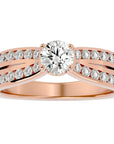 Inel De Logodnă Montură Duo Solitaire Pavé din Aur 14k cu Diamante Naturale de 1.10 ct din 14k Aur Roz - Castelo.ro