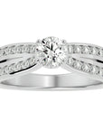 Inel De Logodnă Montură Duo Solitaire Pavé cu Diamante Create în Laborator de 1.10 ct din Platina - Castelo.ro