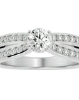 Inel De Logodnă Montură Duo Solitaire Pavé cu Moissanite de 1.10 ct din Platina - Castelo.ro